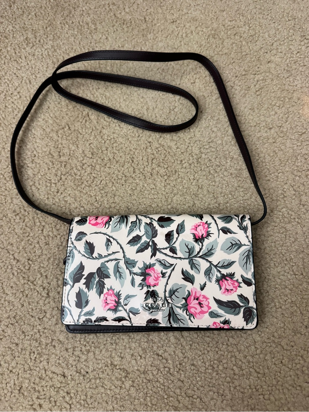 Coach sleeping rose fold over clutch